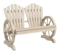 Outsunny Banco de Jardín de Madera Estilo Rústico con Reposabrazos en Rueda, 108x66x95 cm, Madera Natural Aosom España
