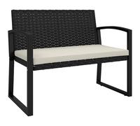 Outsunny Banco de Jardín de Ratán Sintético de 2 Plazas 103x58x78 cm Negro Beige Negro