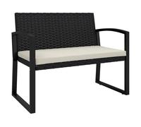 Outsunny Banco de Jardín de Ratán Sintético de 2 Plazas 103x58x78 cm Negro Beige Negro