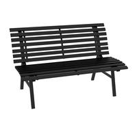 Outsunny Banco de jardín exterior 2 Plazas Asiento Respaldo con Láminas, en aluminio, 123x67x79 cm, Negro Aosom España