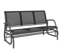 Outsunny Banco de Jardín Exterior de 3 Plazas Mecedora de Exterior con Reposabrazos Carga 300 kg para Terraza Balcón Patio 147x70x85 cm Negro Black 147x70x85cm