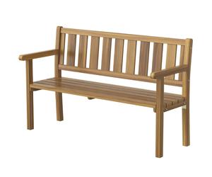Outsunny Banco de Jardín para 2 Personas, Banco Exterior de Listones en Madera de Abeto, Estilo Rústico, Banco para Terraza, Patio y Jardín, 150x57x93 cm, Color Teca Aosom España