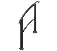 Outsunny Barandilla de Escalera 71 cm con Kit de Instalación Ángulo Ajustable para 1-3 Escalones para Exterior Terraza Negro