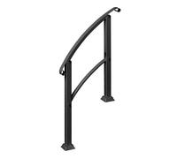 Outsunny barandilla de escalera 71 cm pasamanos para escalera con kit de instalación ángulo ajustable para 1-3 escalones para exterior terraza patio negro