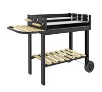 Outsunny Barbacoa de Carbón 113x53,5x82,5 cm Alturas Ajustables Negro