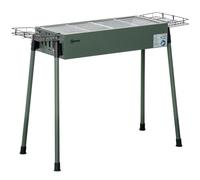 Outsunny Barbacoa de Carbón 2 Parrillas Portátil 94x39x70 cm Verde Oliva | 2 Parrillas de Acero Inoxidable, 2 Especieros, para Acampar Picnic Camping Jardín