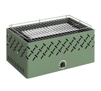 Outsunny Barbacoa de Carbón 45,5x29x21 cm con Ventilador Integrado Temperatura Ajustable y Bandeja de Carbón Verde Claro