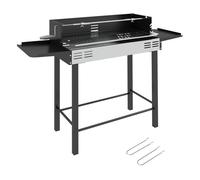 Outsunny barbacoa de carbón barbacoa portátil 118x32x90 cm con pincho giratorio ajustable en altura de 3 niveles parrilla plegables y paravientos para pícnic camping negro