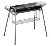 Outsunny Barbacoa de carbón grande con parrilla inox, bandeja especiero y estante 96x61x72 cm negro