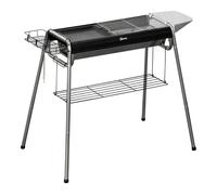 Outsunny Barbacoa de carbón grande con parrilla inox, bandeja especiero y estante 96x61x72 cm negro