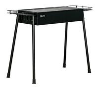 Outsunny Barbacoa de carbón portátil – 2 parrillas acero inox, 2 especieros, 94x39x70 cm negro