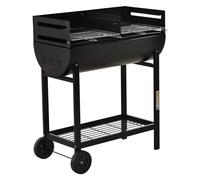 Outsunny Barbacoa de carbón de 2 parrillas para jardín ajustable en altura 90x45x96 cm Negra