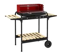 Outsunny Barbacoa de Carbón con Ruedas Parrilla Ajustable en Altura rojo