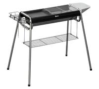 Outsunny Barbacoa de Carbón Grande con Parrilla de Acero Inoxidable Bandeja Especiero y Estante de Almacenamiento 96x61x72 cm Negro Aosom España