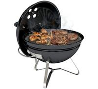 Outsunny Barbacoa de Carbón Portátil, Barbacoa de Carbón Redonda, Tapa con Soporte, Rejilla, Ventilación Ajustable, para Balcón, Picnic, Camping, Ø41x44 cm, Negro