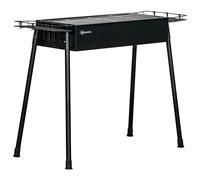 Outsunny Barbacoa de Carbón Portátil con 2 Parrillas de Acero Inoxidable y 2 Especieros Ideal para Camping 77x30x70 cm Negro Aosom España