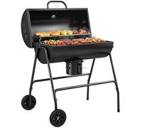 Outsunny Barbacoa de carbón vegetal con tapa, barbacoa de carbón de leña de gran tamaño con rejilla y termómetro, barbacoa con ruedas, asa, para jardín, patio, 95 x 71,5 x 102 cm, negro