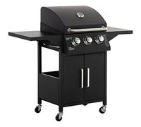Outsunny Barbacoa de Gas BBQ 3 Quemadores 8,7 KW BBQ 121x55x109 cm Negro