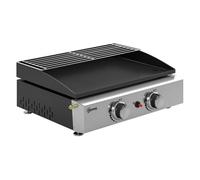 Outsunny barbacoa de gas bbq gas con 2 quemadores 5 kw, barbacoa portátil con plancha, rejilla calentadora y recogedor grasa, para camping, picnic, terraza, negro