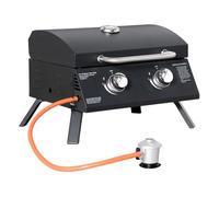Outsunny Barbacoa de mesa a gas plegable - 2 quemadores, acero a carbono - Negro 55x46,5x41 cm