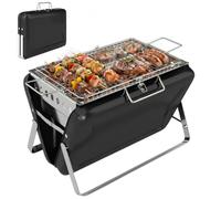 Outsunny Barbacoa portátil de carbón Plegable Negro | Con asa, patas plegables, para camping, jardín, cocina al aire libre.