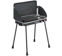 Outsunny Barbacoa Portátil Gas 2 en 1 Propano 7 kW de Mesa o de Pie con Plancha Grande Patas Desmontables Negro Aosom España