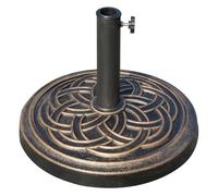 Outsunny base de sombrilla de jardín peso neto 12 kg soporte de parasol redondo apto para postes de 38mm/48mm resina y acero para terraza patio exterior ø45x33 cm bronce