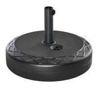 Outsunny Base de Sombrilla Rellenable de Agua 30 kg Soporte de Parasol Redondo para Postes de 38mm 48 mm Metal Plástico Ø55x38cm Negro Aosom España