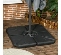 Outsunny Base para Sombrilla de 4 Piezas Rellenable con Arena 72 kg o Agua 56 kg Negro