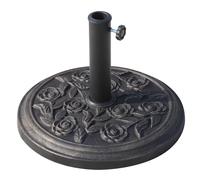 Outsunny Base para Sombrilla de Jardín 9 kg Soporte de Parasol Redondo de Resina para Postes de 38mm/48mm Decorativo Ø45,5x31 cm Bronce Aosom España