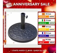 Outsunny Base para Sombrilla de Jardín Peso Neto 12 kg Soporte de Parasol Redondo de Resina para Postes de 38mm/48mm para Terraza Patio Exterior