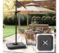 Outsunny Base Sombrilla 2 Piezas, HDPE Rellenable 80-105 kg, Soporte Parasol Exterior Negro Negro