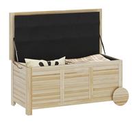 Outsunny Baúl de Almacenaje Exterior 185L, Arcón de Jardín de Madera con Tapa Abatible, 2 Ruedas, Bisagras Metálicas, Cuerdas de Lino y Forro Interior, 110x50x50 cm, Natural