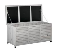 Outsunny Baúl exterior 284L - Madera impermeable, tapa abrible y diseño persiana - Gris