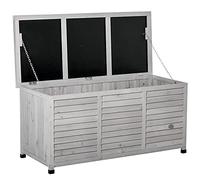 Outsunny Baúl de Almacenaje Exterior 284L de Madera 127x56x60 cm Gris