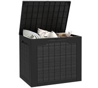 Outsunny Baúl de Almacenaje Exterior 93L Arcón de Jardín Exterior Pequeño de Plástico Impermeable con 2 Asas Integradas y Soporte para Candado 56x41x50 cm Negro