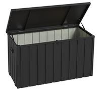 Outsunny Baúl de Almacenaje Exterior de Acero con 4 Ruedas 2 Asas y Tapa Bloqueable 125,5x61,5x70 cm Gris Oscuro