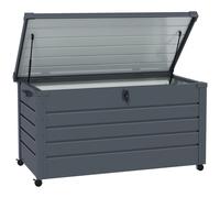Outsunny Baúl de Exterior de Acero Galvanizado con 4 Ruedas 2 Asas y 1 Cerradura con Llave 120x62x66 cm Gris Oscuro Aosom España