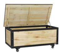 Outsunny Baúl de Exterior de Madera 121 L con 4 Ruedas y Marco de Acero para Jardín Patio Balcón 100x50x43 cm Natural y Negro Aosom España