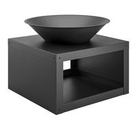Outsunny Brasero Ø59 cm con Estante para Leña Gancho para Remover Apto para Leña y Carbón Redondo Negro Aosom España