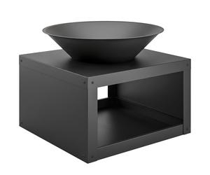 Outsunny Brasero Ø59 cm con Estante para Leña Gancho para Remover Apto para Leña y Carbón Redondo Negro Aosom España
