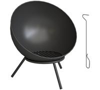 Outsunny Brasero 60 x 53 x 66 cm ajustable Hogar con atizador Rejilla para carbón Soporte Negro Aosom España