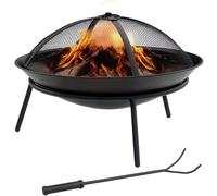 Outsunny Brasero de Exterior con Tapa y Atizador Pozo de Fuego de Metal para Terraza Patio Jardín Ø47x33 cm Negro Aosom España