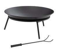 Outsunny Brasero de Exterior para Jardín Pozo de Fuego de Metal con Atizador para Patio Terraza Ø47x21 cm Negro Aosom España