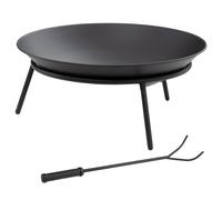 Outsunny Brasero de Exterior para Jardín Pozo de Fuego de Metal con Atizador para Patio Terraza Ø47x21 cm Negro Aosom España