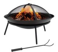 Outsunny Brasero de Exterior con Tapa y Atizador Pozo de Fuego de Metal para Terraza Patio Jardín Ø47x33 cm Negro Aosom España
