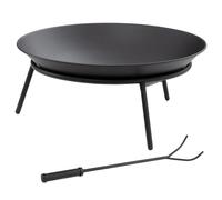 Outsunny Brasero de Exterior para Jardín Pozo de Fuego de Metal con Atizador para Patio Terraza Ø47x21 cm Negro Aosom España