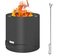 Outsunny brasero exterior redondo ø45x42 cm de acero brasero exterior jardín con bandeja para cenizas y atizador protector de chispas para terraza camping fiesta negro