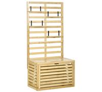 Outsunny Caja de Almacenamiento con Enrejado, 4 Estantes Colgantes, Puerta Magnética, Madera Maciza, Natural, 80 x 45 x 160 cm