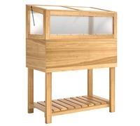 Outsunny Cajón de cultivo elevado con semillero de madera con cubierta abatible Estante Forro de tela Ergonómico Aosom España